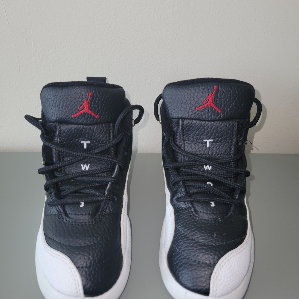 Jordan Kids Black and White Sneakers with Red Accents
